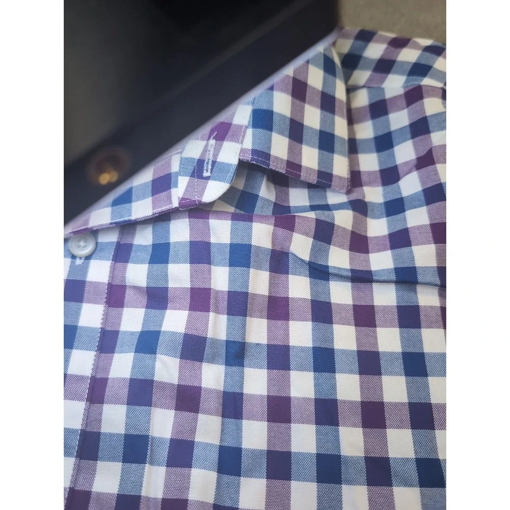 Banana Republic Mens Button Up Shirt Blue Purple Non Iron Standard Large
